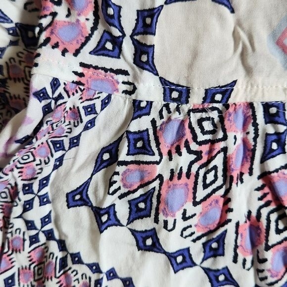 Express Pink Blue White Multicolor Geometric Print Ruffle Neck Halter Top XS - Picture 7 of 10